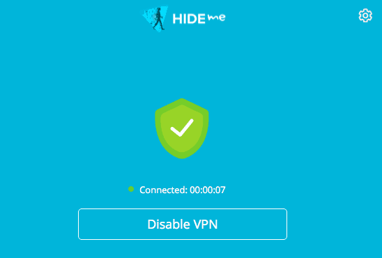 按一下按鈕即可連接到Hide.me